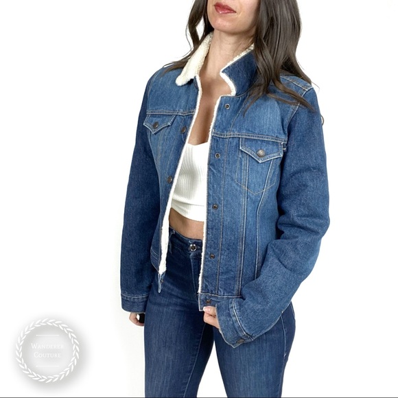 ABERCROMBIE & FITCH Faux Sherpa Lined Denim Jacket